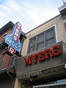 Myers Drugs Vintage Sign Norristown PA