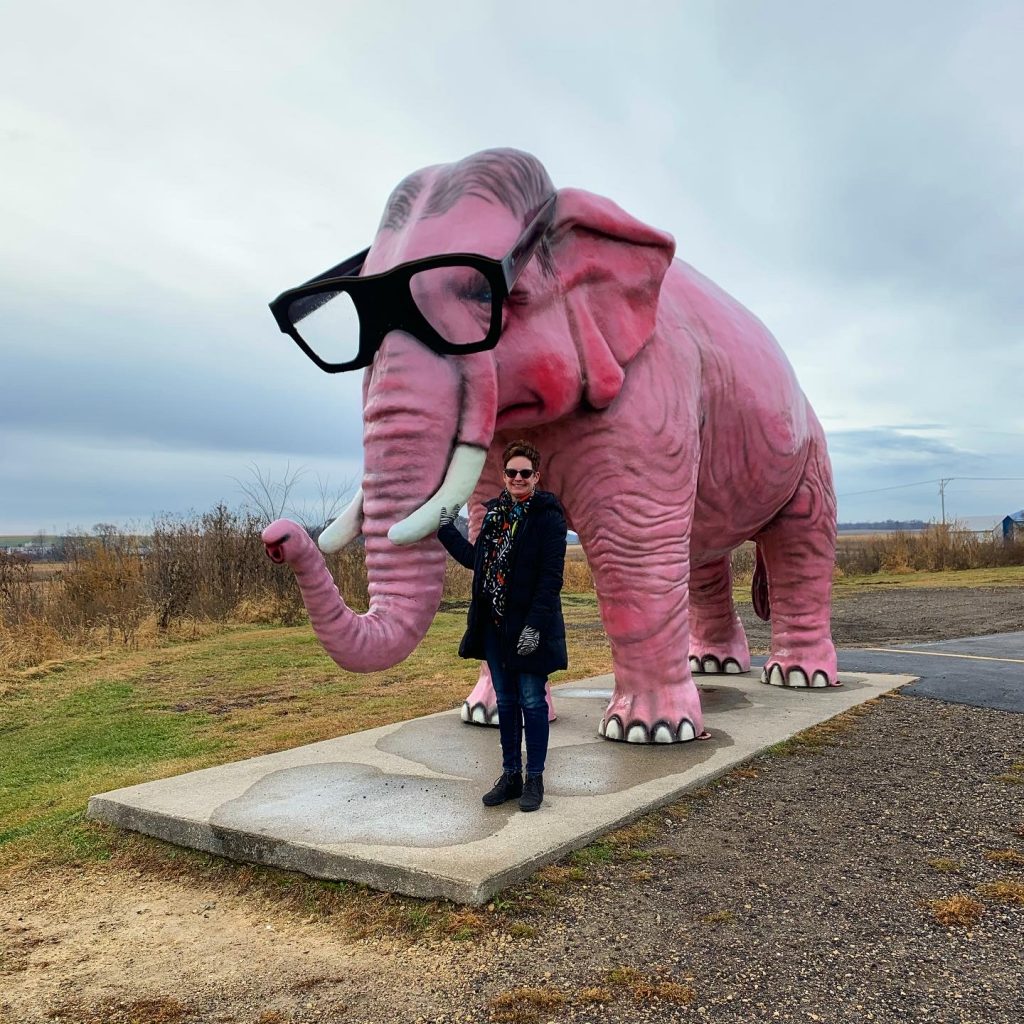 Pinkie The Pink Elephant Gas Station DeForest Wisconsin Retro Roadmap